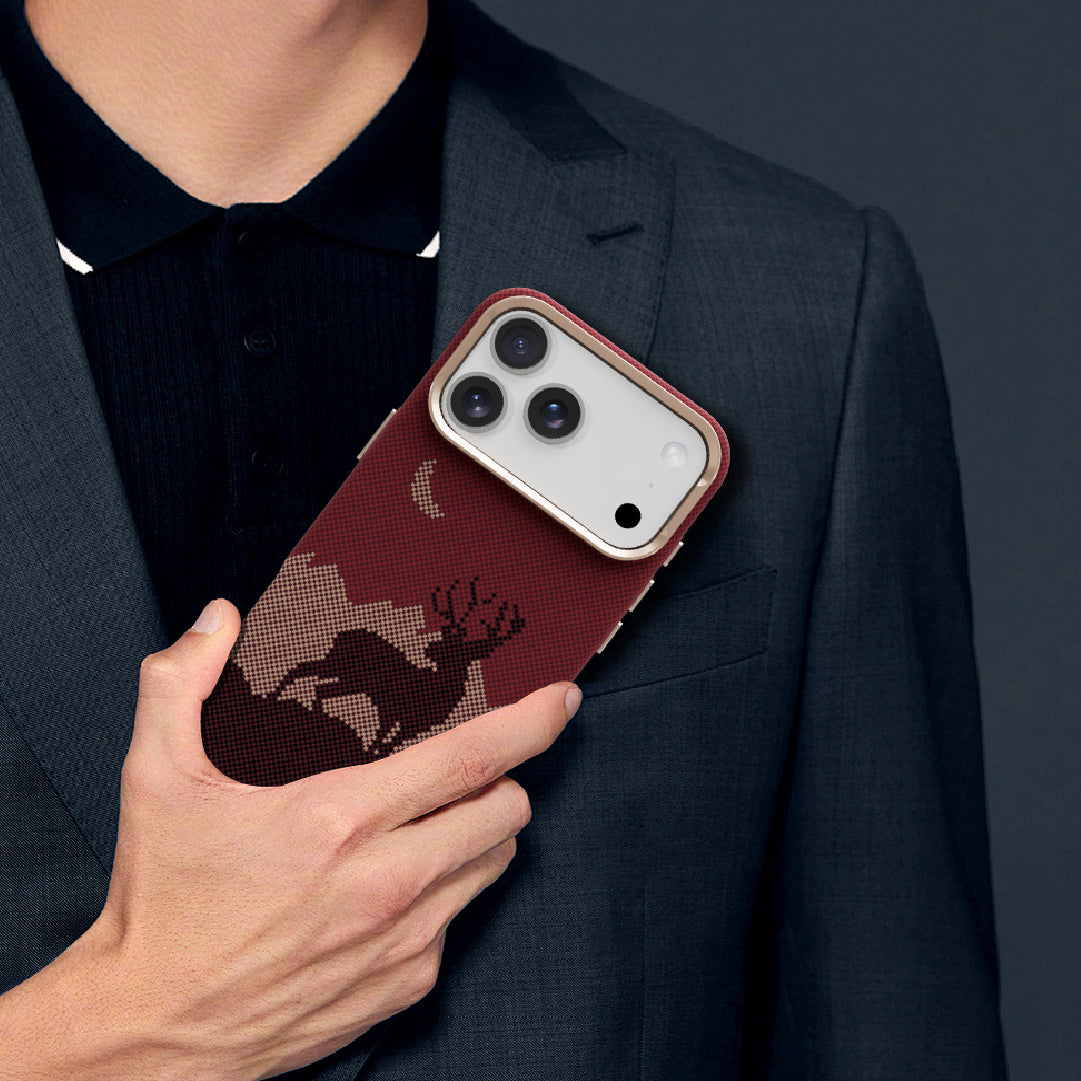 LZEL MagCarbon Deer Cover for iPhone 17 Pro | Wine Deer