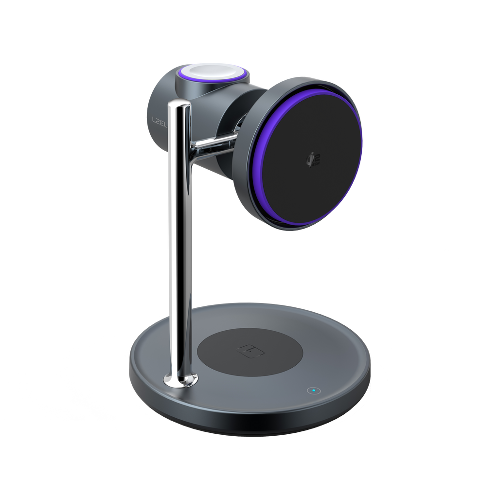 LZEL FlexDock Series 3-in-1 Magnetic Desktop Wireless Charger | Black