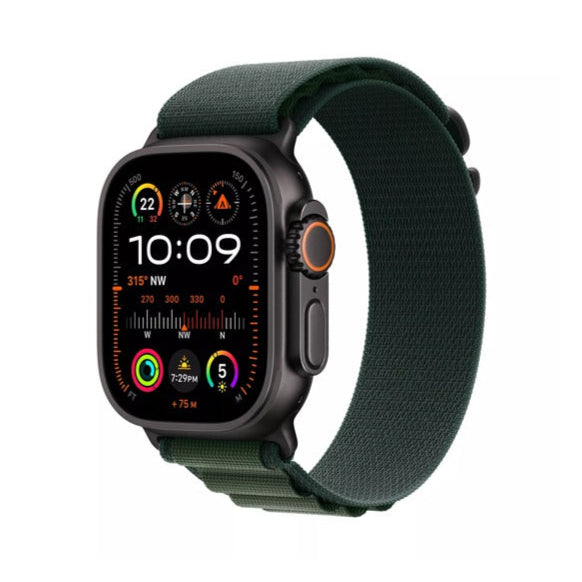 Apple Watch Ultra 2 (2024) - 49mm - GPS + Cellular - Black Titanium Case - Alpine Loop - M | Dark Green