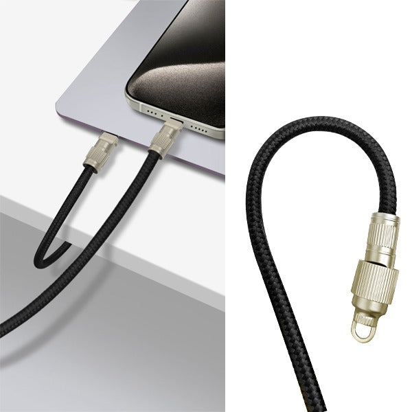 Asli Global USB-C to USB-C Zinc Alloy Braided 65W Lanyard Cable 0.3M