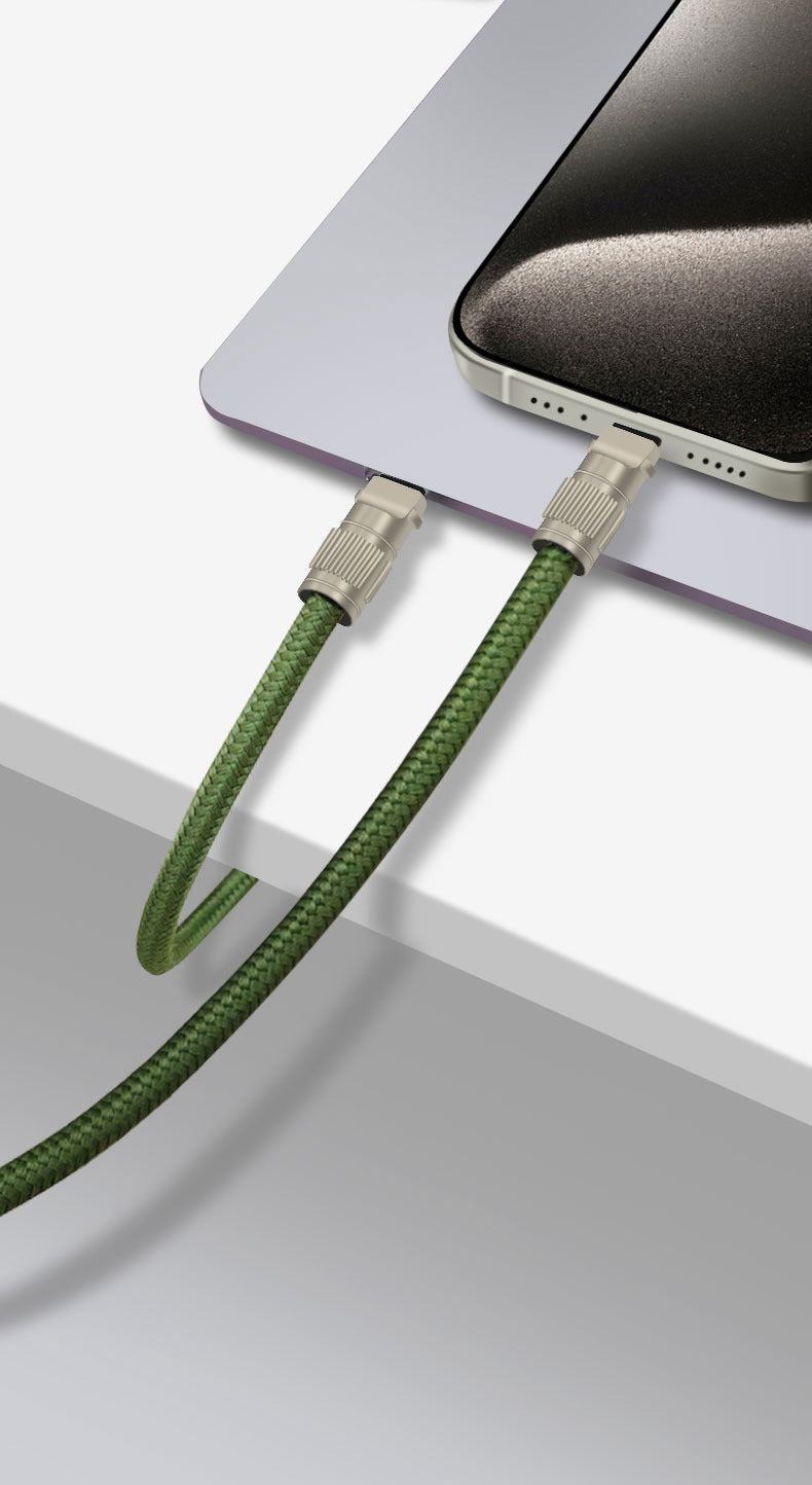 Asli USB-C to USB-C Zinc Alloy Braided 65W Lanyard Cable 0.3M | Green