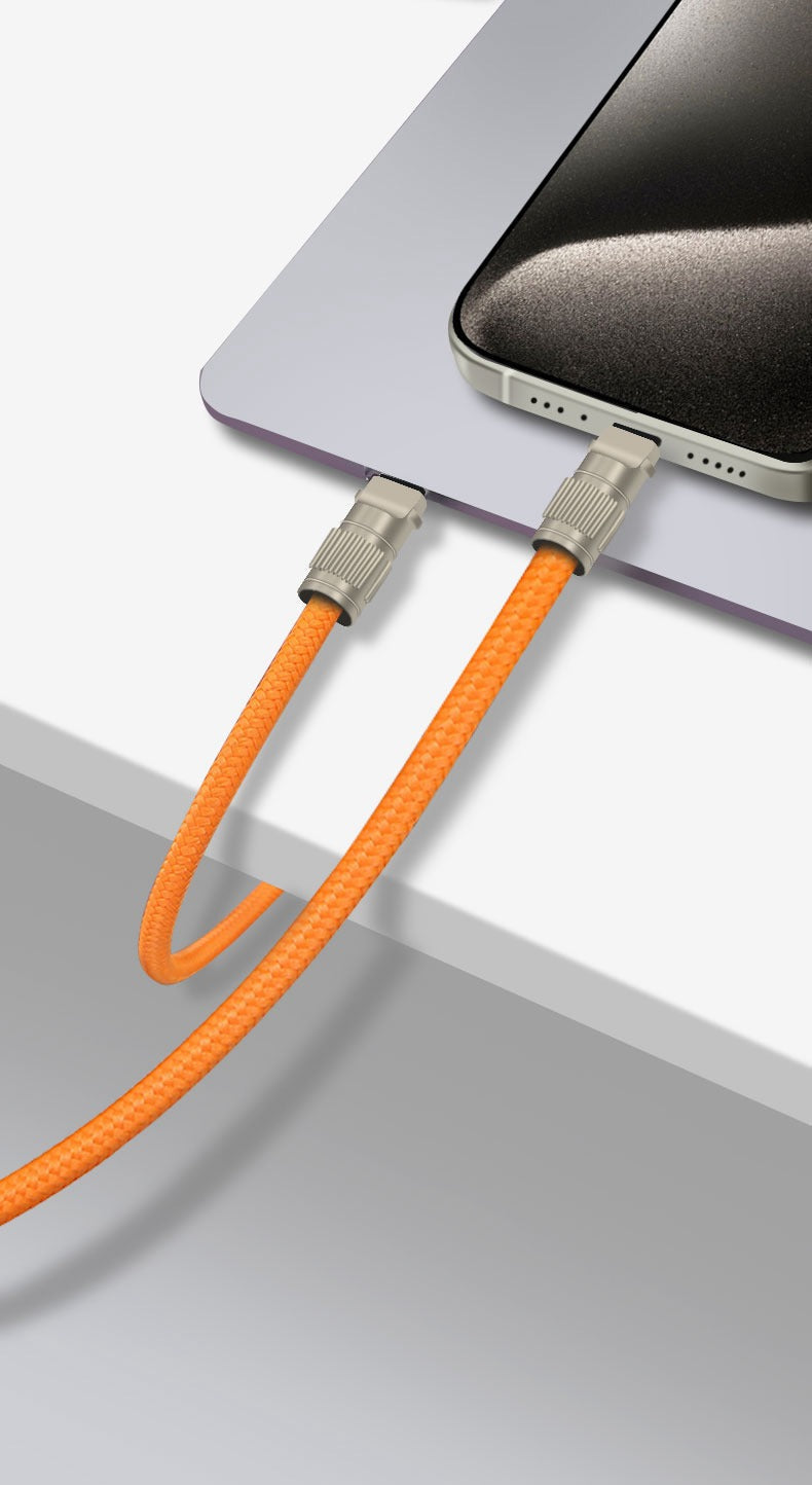 Asli USB-C to USB-C Zinc Alloy Braided 65W Lanyard Cable 0.3M | Orange