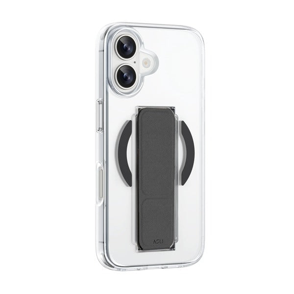 Asli Global iPhone 16 Plus Leather Grip Case Clear | Black