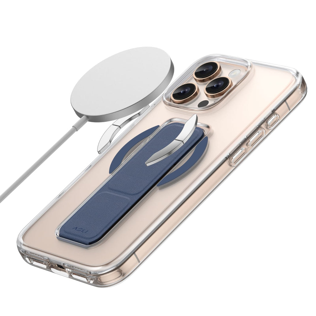 Asli Global iPhone 16 Pro Leather Grip Case | Clear/Blue