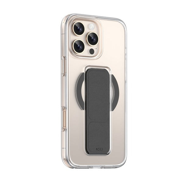 Asli Global iPhone 15 Pro Leather Grip Case | Clear/Black
