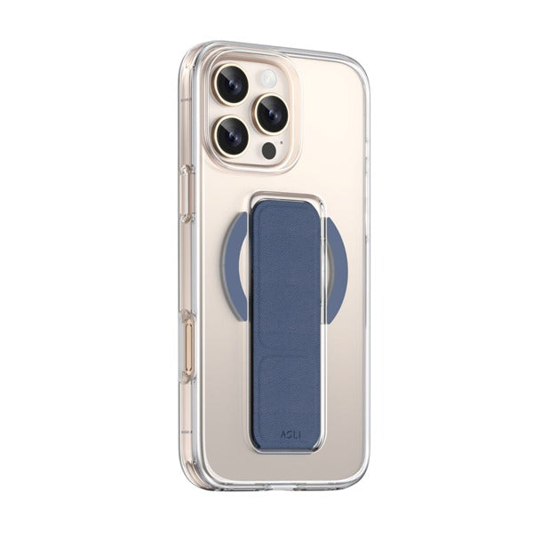 Asli Global iPhone 16 Pro Max Leather Grip Case |Clear/Blue