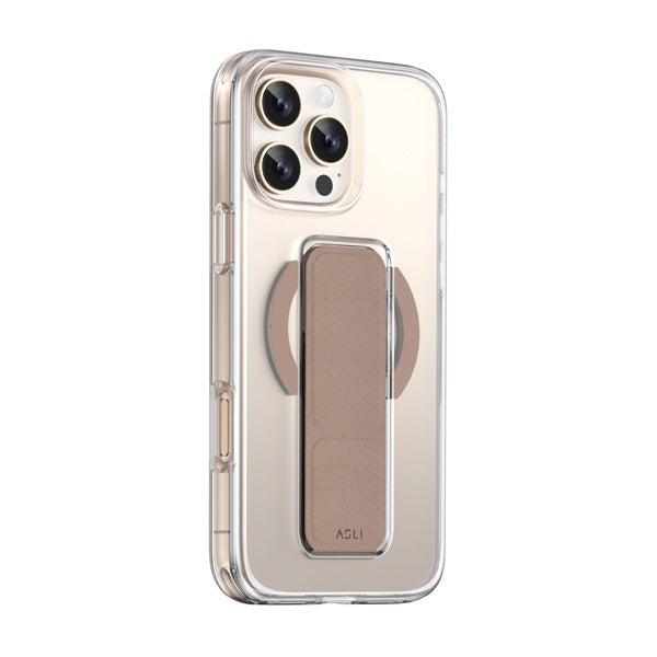 Asli Global iPhone 15 Pro Leather Grip Case | Brown/Clear