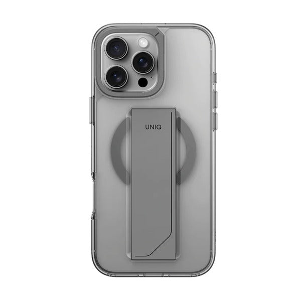 Uniq iPhone 16 Pro Hybrid Heldro Max MagSafe Case with Camera Stand Lucent | Clear