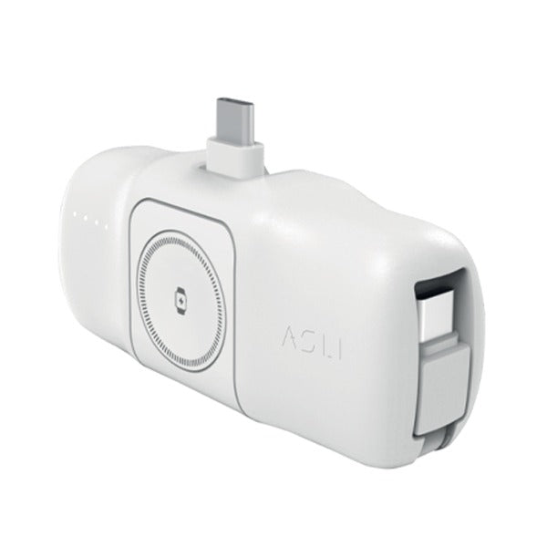 Asli Global 5000mAh Charger POD Prime USB-C Power Bank With Watch Dock | White