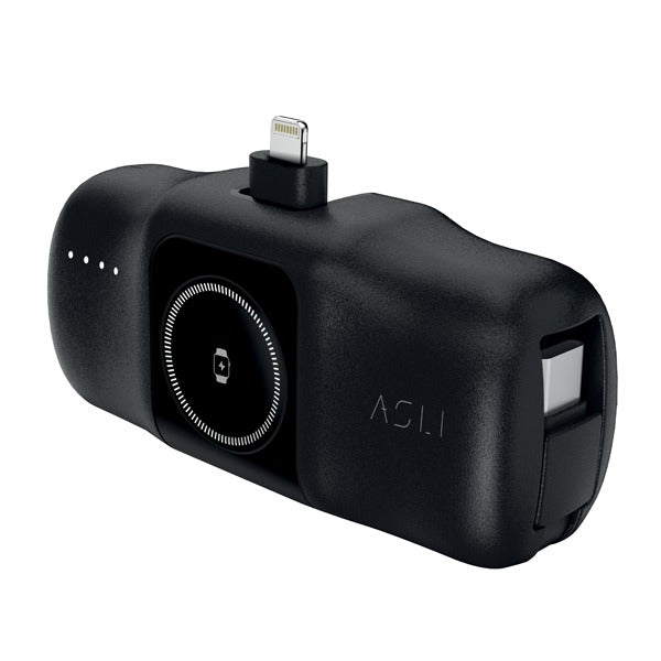 Asli Global 5000mAh Charger POD Prime Lighting Power Bank With Watch Dock | Black