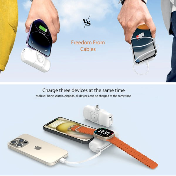 Asli Global 5000mAh Charger POD Prime USB-C Power Bank With Watch Dock | White