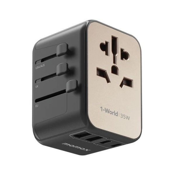 Momax 1-World PD 35W 5 Ports + AC Travel Adapter | Titanium