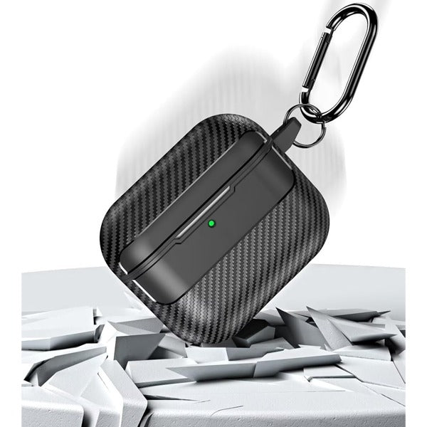 AirPods 4 TPU Carbon Fiber Texture Protective Case | Black