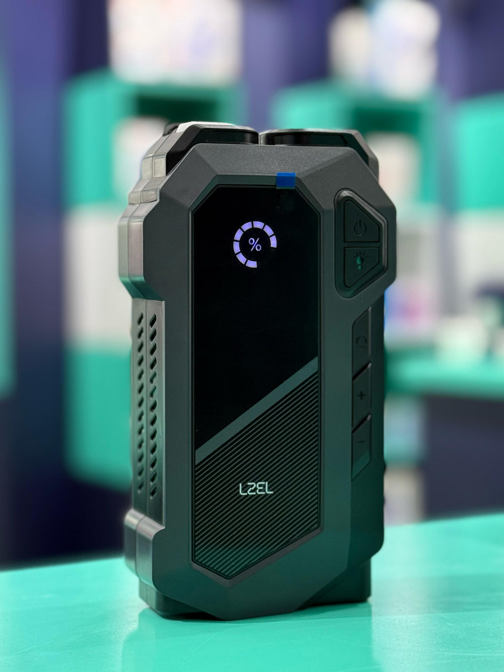 LZEL EnergizeIgnite X - 12,000mAh Car Jump Starter with LED Flashlight & Air Compressor | Gray/Black