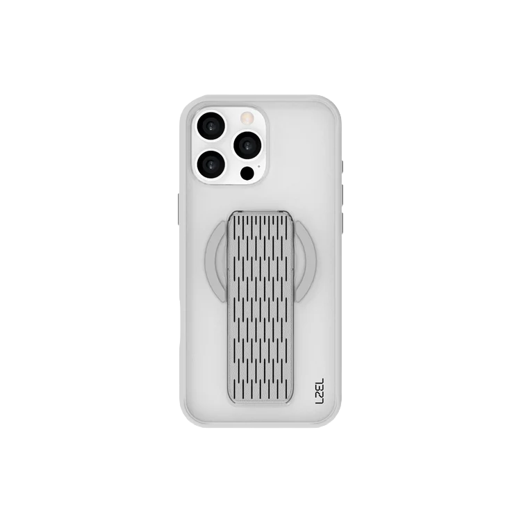 LZEL MatteMag Kickstand Matte Strap MagSafe Case with Enhanced Edge Protection for iPhone 16 Pro Max | Light Gray