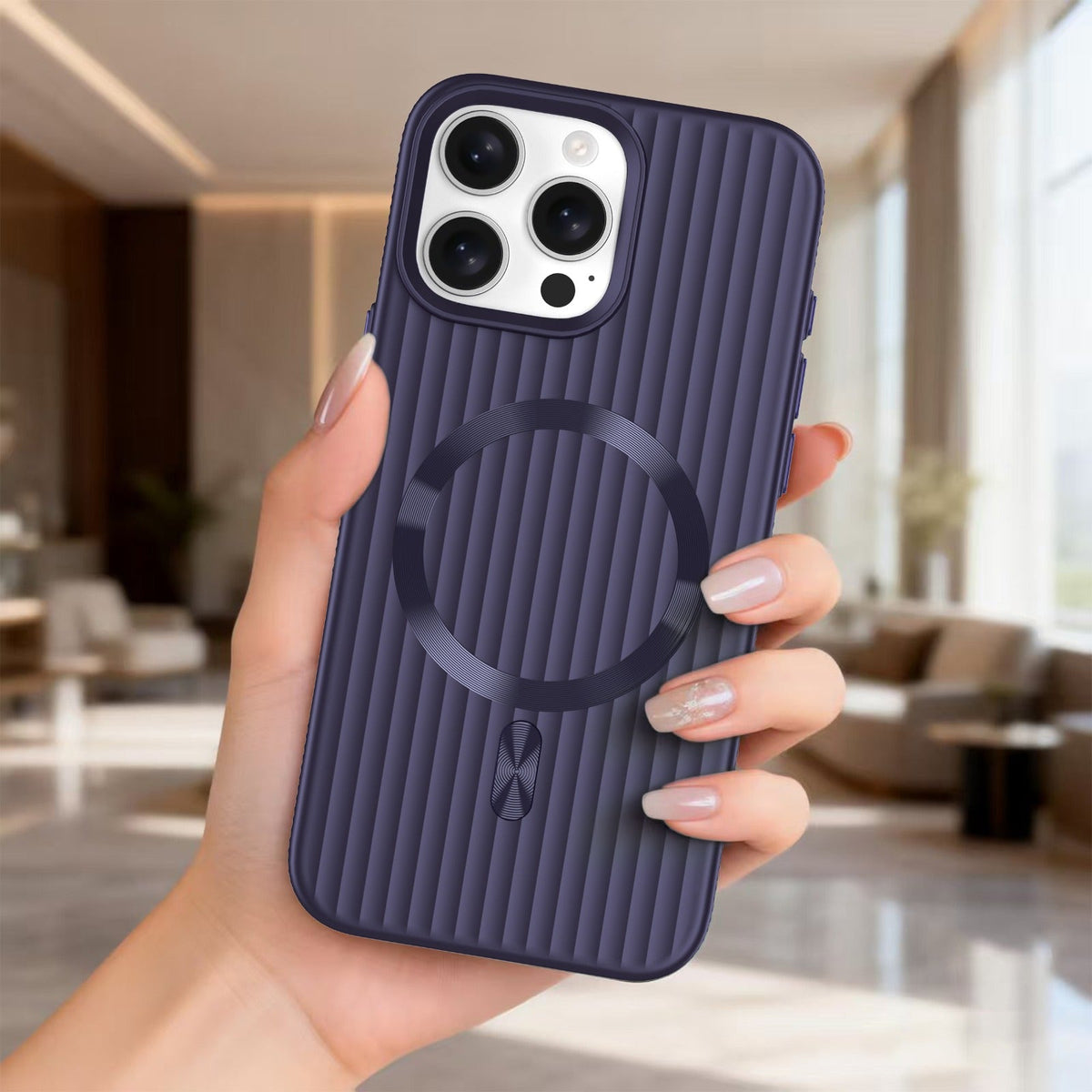 ASLI Corrugared Ridge Premium Metalic Case With Enhanced Camera Protection Case For iPhone 16 Pro Max