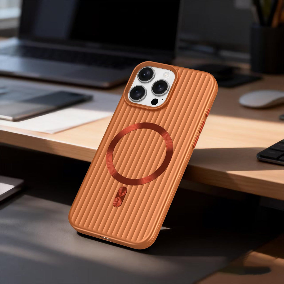ASLI Corrugared Ridge Premium Metalic Case With Enhanced Camera Protection Case For iPhone 16 Pro Max