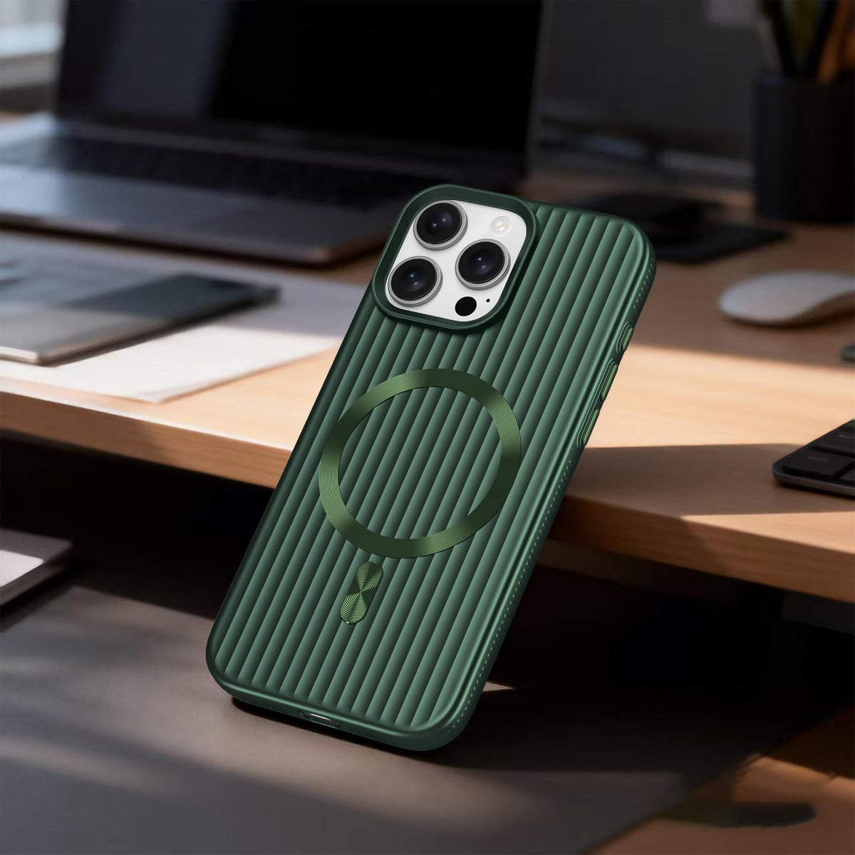 ASLI Corrugared Ridge Premium Metalic Case With Enhanced Camera Protection Case For iPhone 16 Pro Max