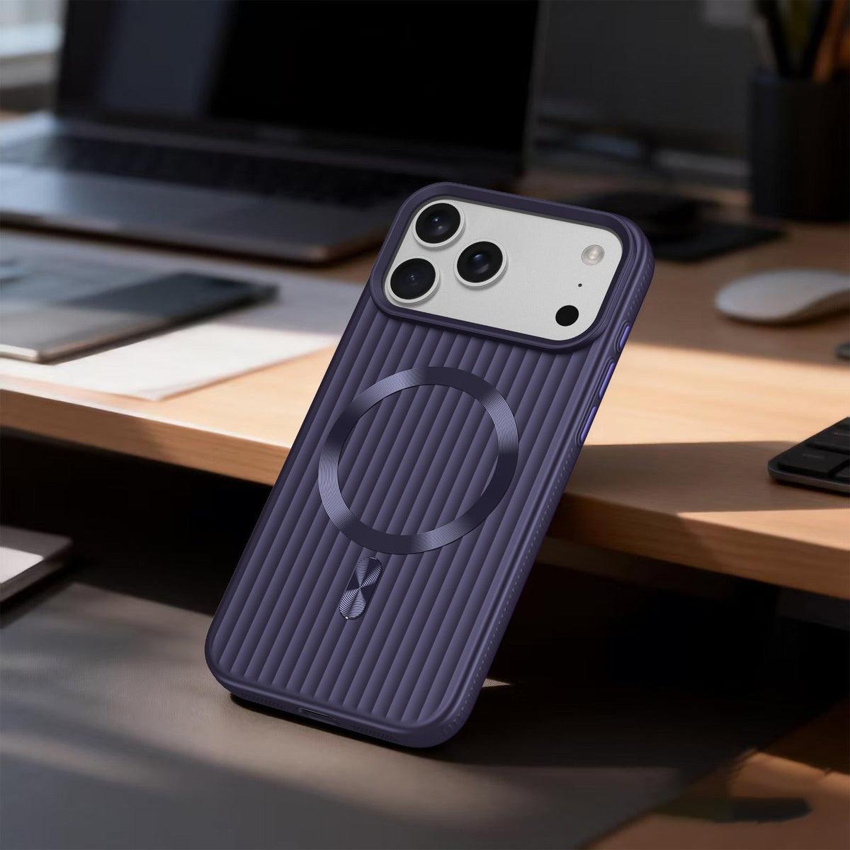 ASLI Corrugared Ridge Premium Metalic Case With Enhanced Camera Protection Case For iPhone 17 Pro