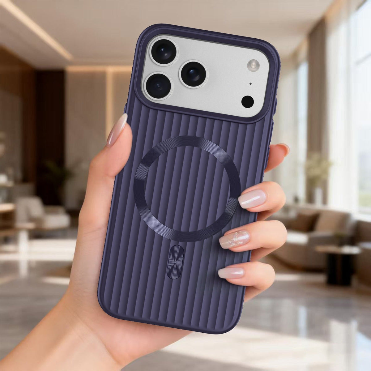 ASLI Corrugared Ridge Premium Metalic Case With Enhanced Camera Protection Case For iPhone 17 Pro