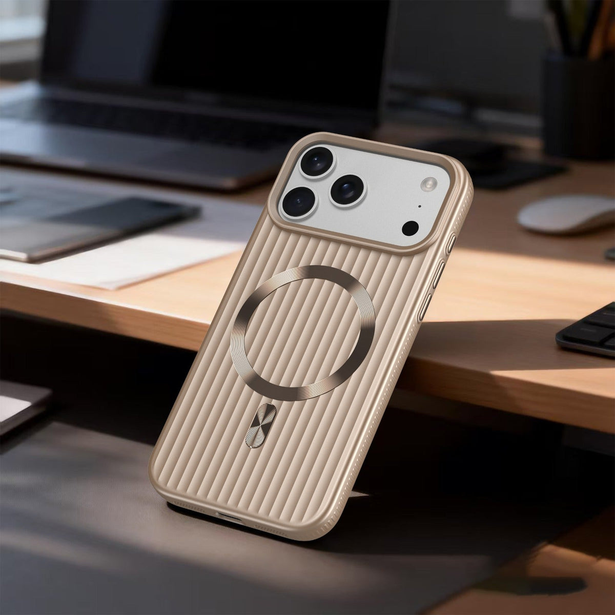 ASLI Corrugared Ridge Premium Metalic Case With Enhanced Camera Protection Case For iPhone 17 Pro