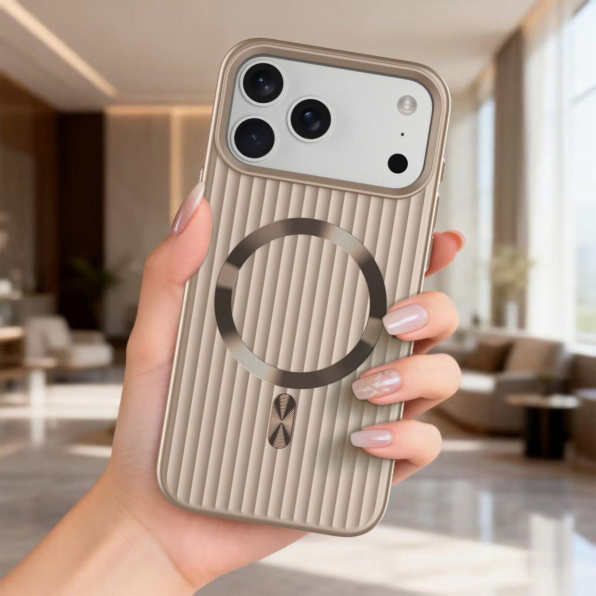 ASLI Corrugared Ridge Premium Metalic Case With Enhanced Camera Protection Case For iPhone 17 Pro