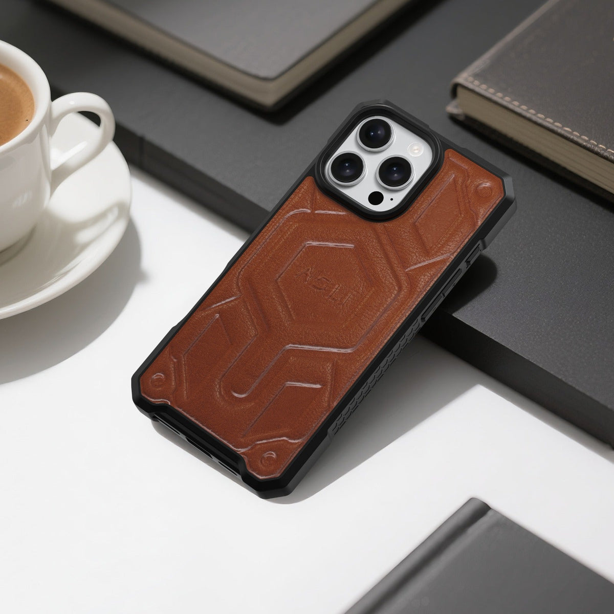 ASLI Leather Hybrid Premium Leather Case With Drop Protection And Heat Dissipation Case For 16 Pro Max