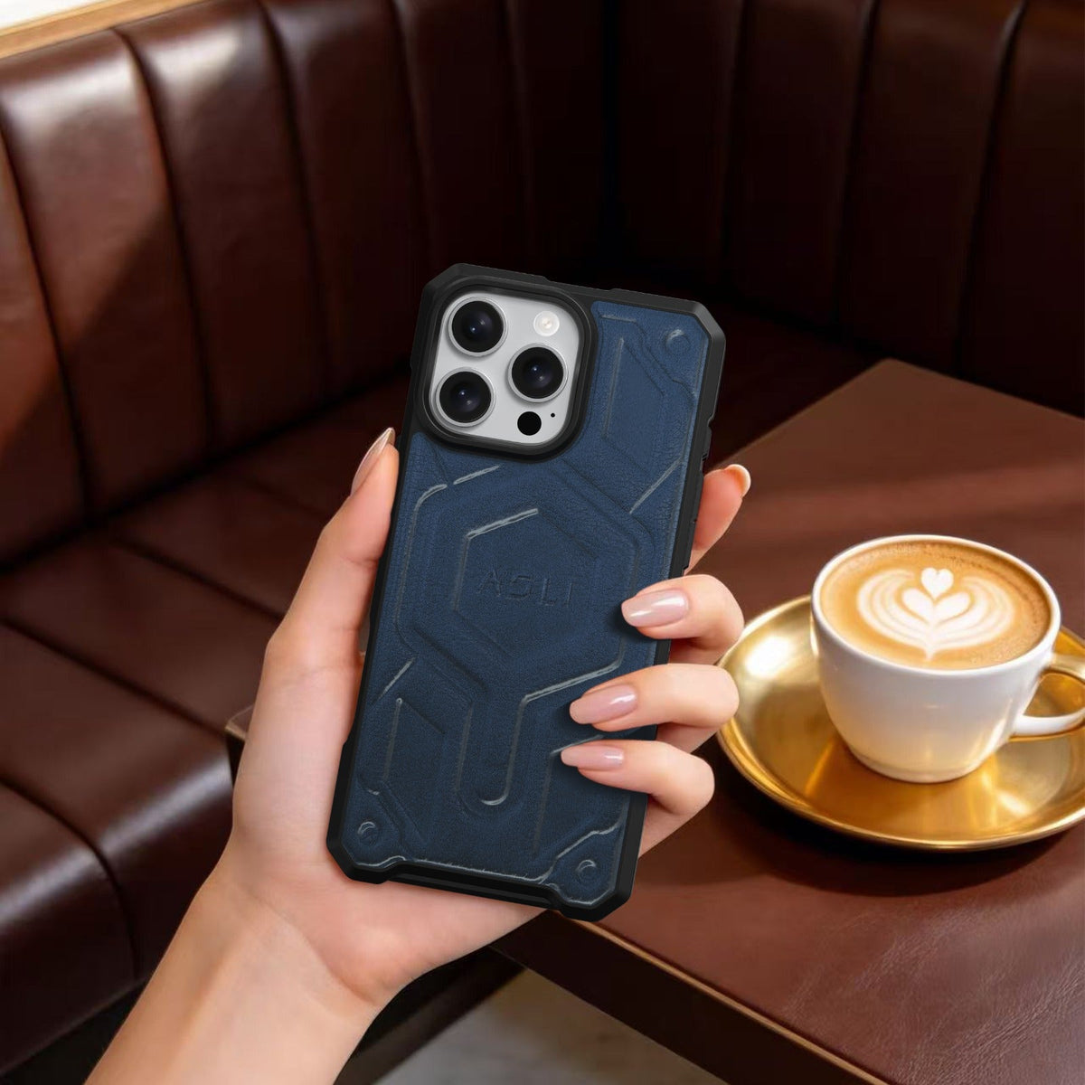 ASLI Leather Hybrid Premium Leather Case With Drop Protection And Heat Dissipation Case For 16 Pro Max
