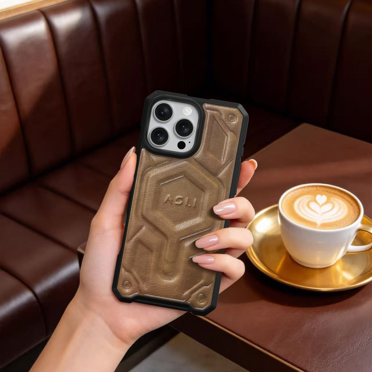 ASLI Leather Hybrid Premium Leather Case With Drop Protection And Heat Dissipation Case For 16 Pro Max
