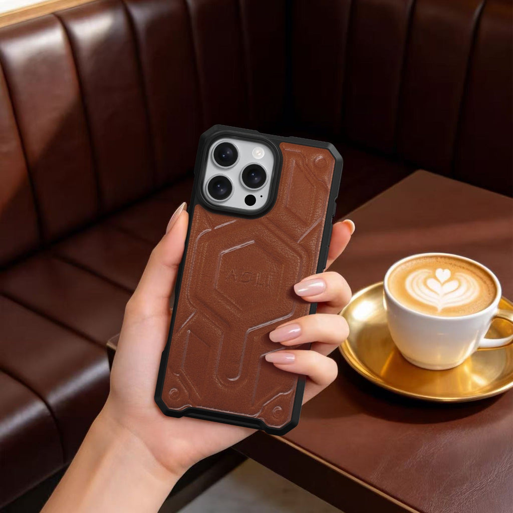 ASLI Leather Hybrid Premium Leather Case With Drop Protection And Heat Dissipation Case For 16 Pro Max