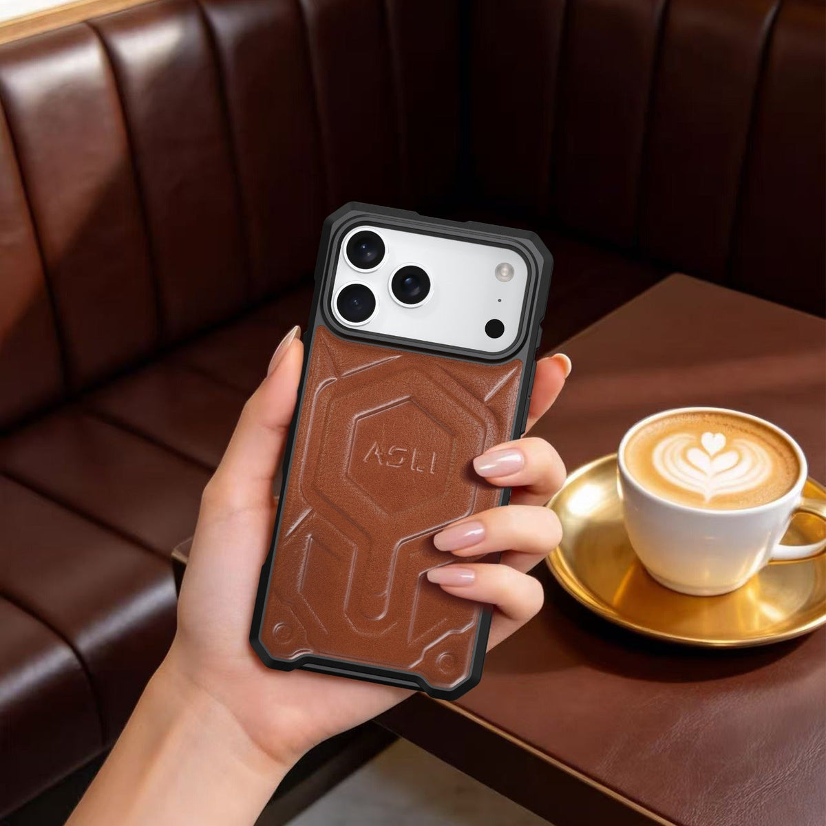 ASLI Leather Hybrid Premium Leather Case With Drop Protection And Heat Dissipation Case For 17 Pro