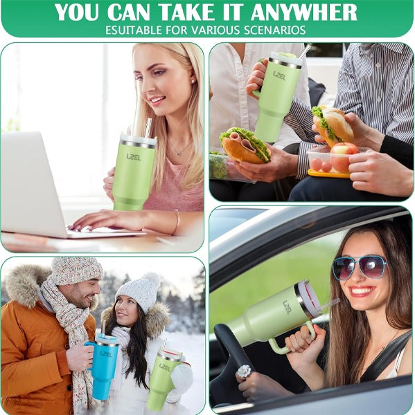 LZEL Tumbler With Handle 1100ML Aqua Pure Vacuum Insulated | Light Green