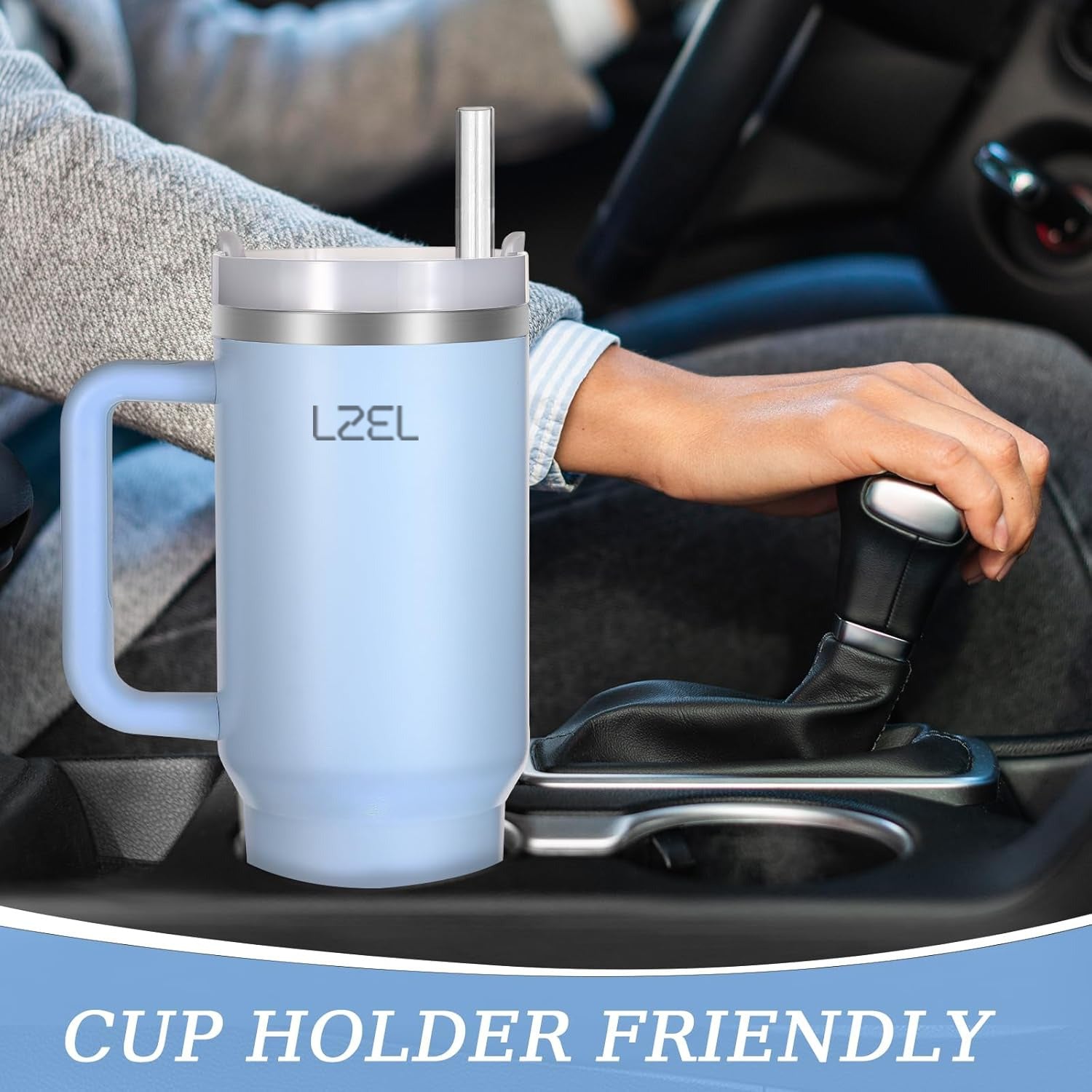 LZEL Tumbler With Handle 1100ML Aqua Pure Vacuum Insulated | Lake Blue