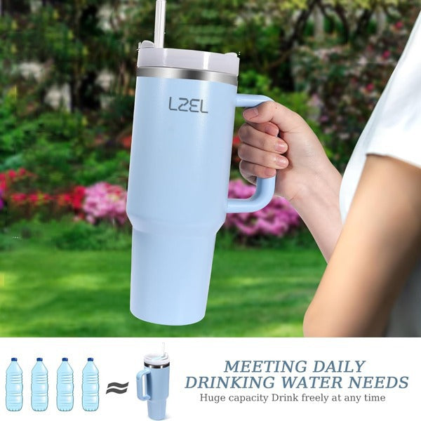 LZEL Tumbler With Handle 1100ML Aqua Pure Vacuum Insulated | Lake Blue