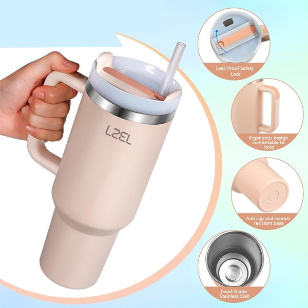 LZEL Tumbler With Handle 800ML Aqua Pure Vacuum Insulated | Pink