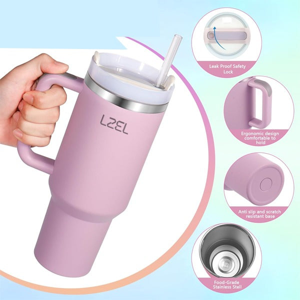 LZEL Tumbler With Handle 800ML Aqua Pure Vacuum Insulated | Light Purple