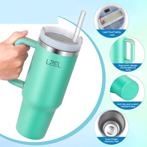 LZEL Tumbler With Handle 1100ML Aqua Pure Vacuum Insulated | Eucalyptus