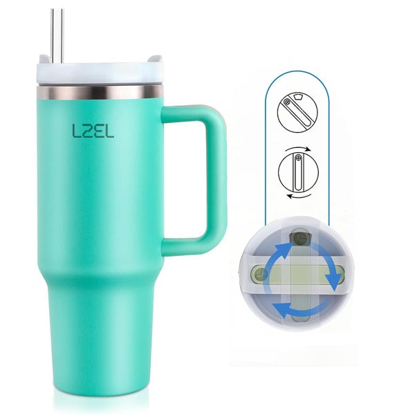 LZEL Tumbler With Handle 1100ML Aqua Pure Vacuum Insulated | Eucalyptus