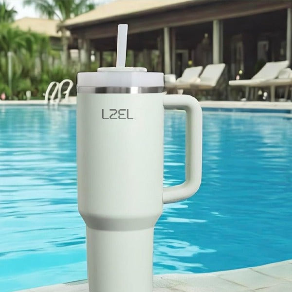 LZEL Tumbler With Handle 1100ML Aqua Pure Vacuum Insulated | Bay Leaves