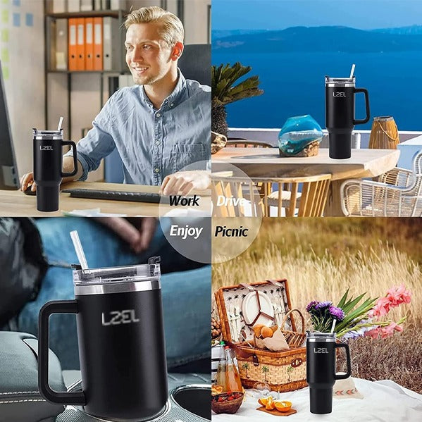 LZEL Tumbler With Handle 1100ML Aqua Pure Vacuum Insulated | Black