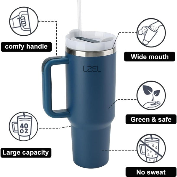 LZEL Tumbler With Handle 1100ML Aqua Pure Vacuum Insulated | Strom Sea