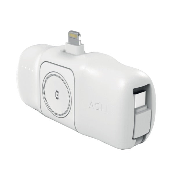 Asli Global 5000mAh Charger POD Prime Lighting Power Bank With Watch Dock | White
