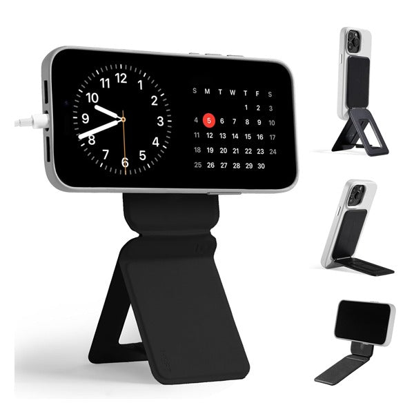 LZEL MagSafe PU Leather Card Holder And Tripod Stand Aegis Clio | Black