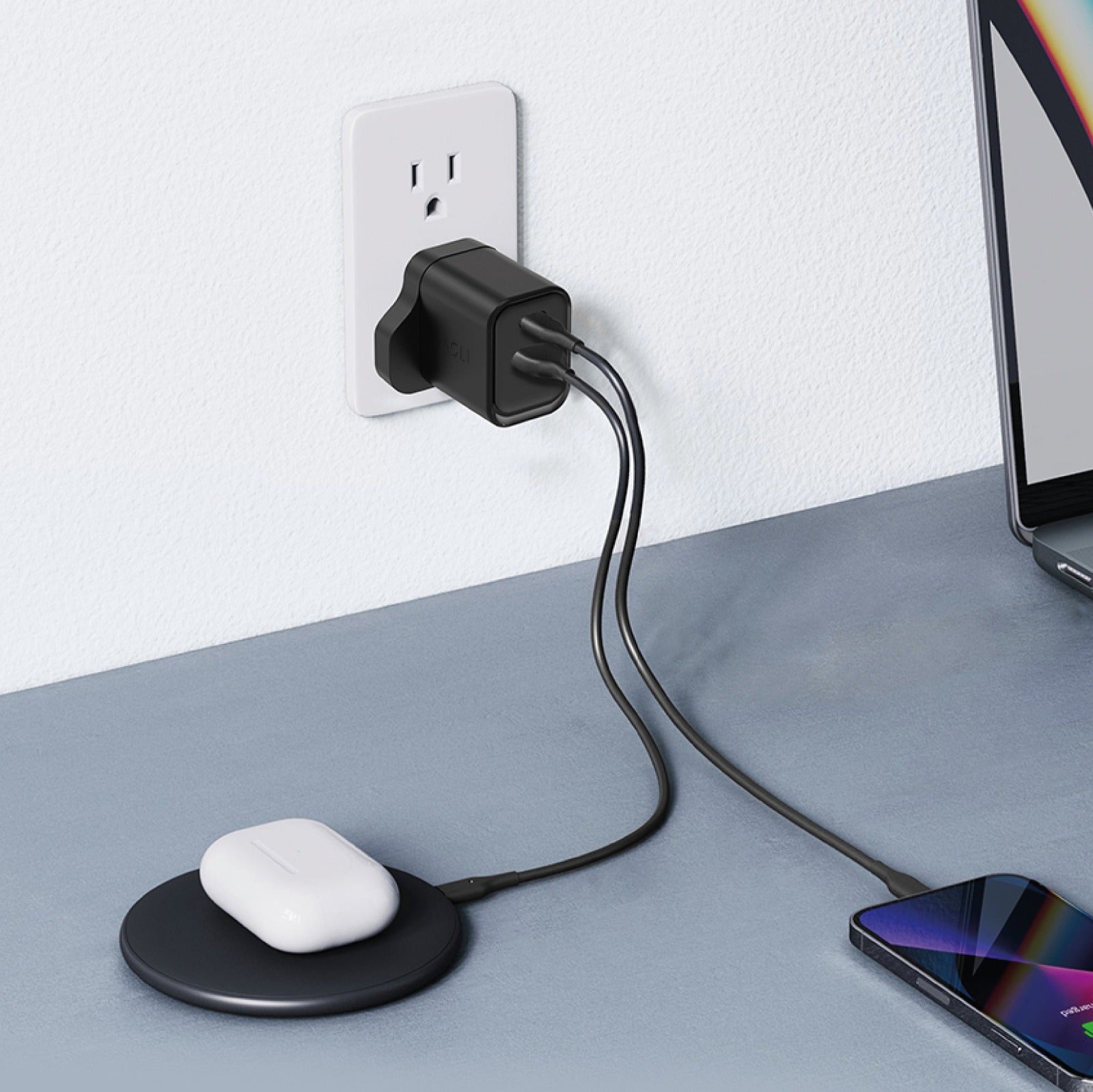 Asli Global Thundervolt Surge 33W Power Delivery Gan Dual USB Wall Charger|Black