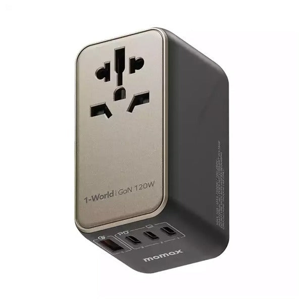 Momax 1-World 120W GaN 4-Port + AC Travel Adapter Black