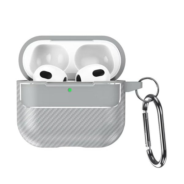 AirPods 4 TPU Carbon Fiber Texture Protective Case | Grey