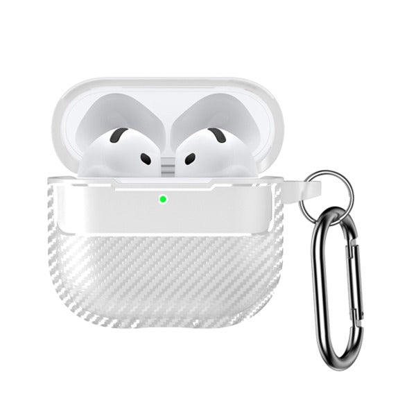 AirPods 4 TPU Carbon Fiber Texture Protective Case | White