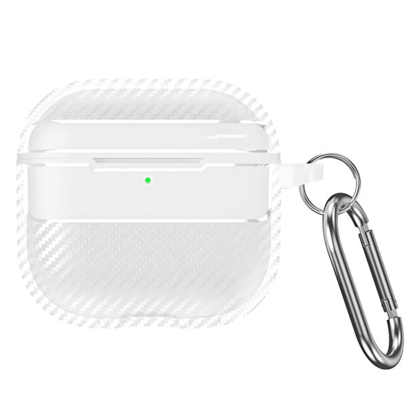 AirPods 4 TPU Carbon Fiber Texture Protective Case | White