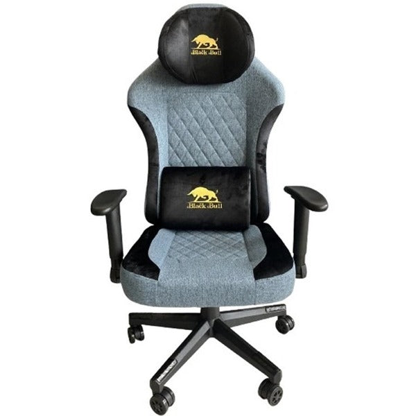 Black Bull Gaming Chair With Molded Headrest Up & Down - Fabric | Black/Blue