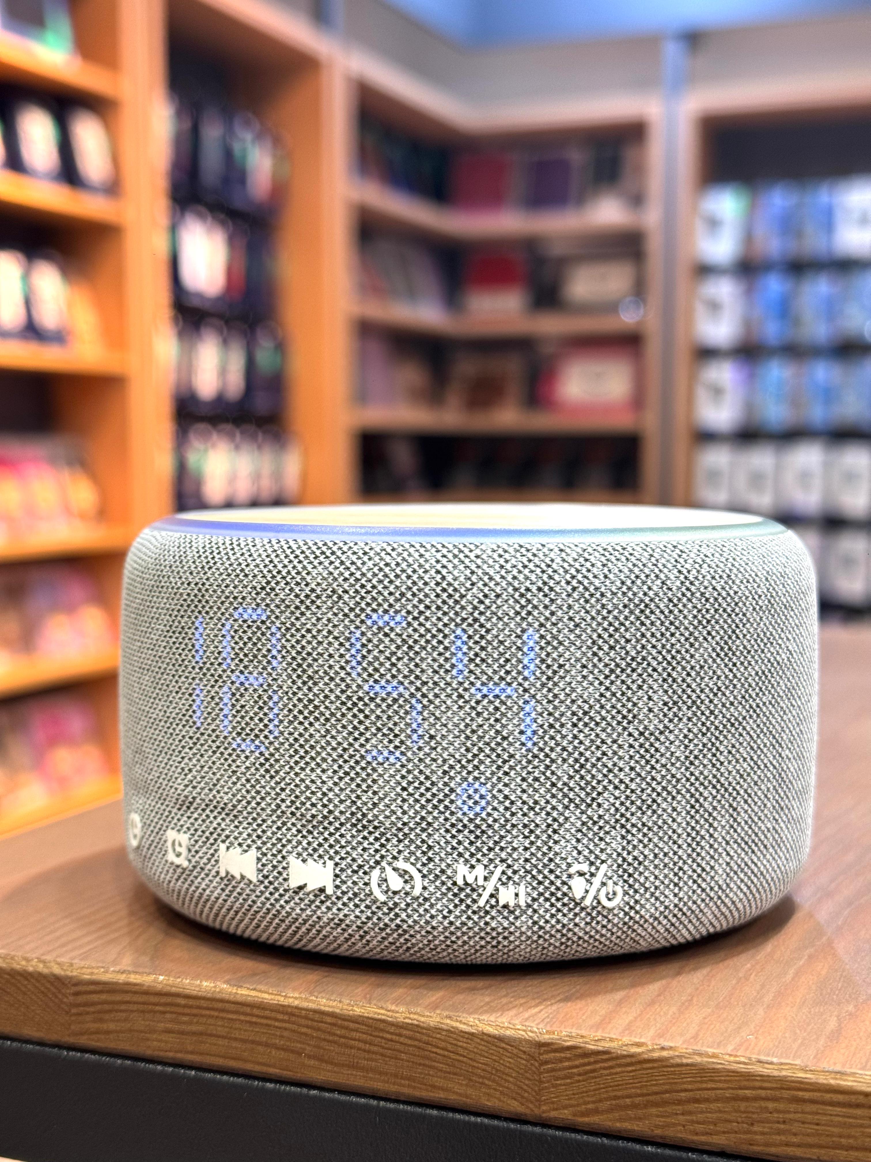 LZEL SonicGlow Horizon  Wake Multifunctional Speaker – Alarm Clock & Wireless Charging Dock | Bamboo/Gray